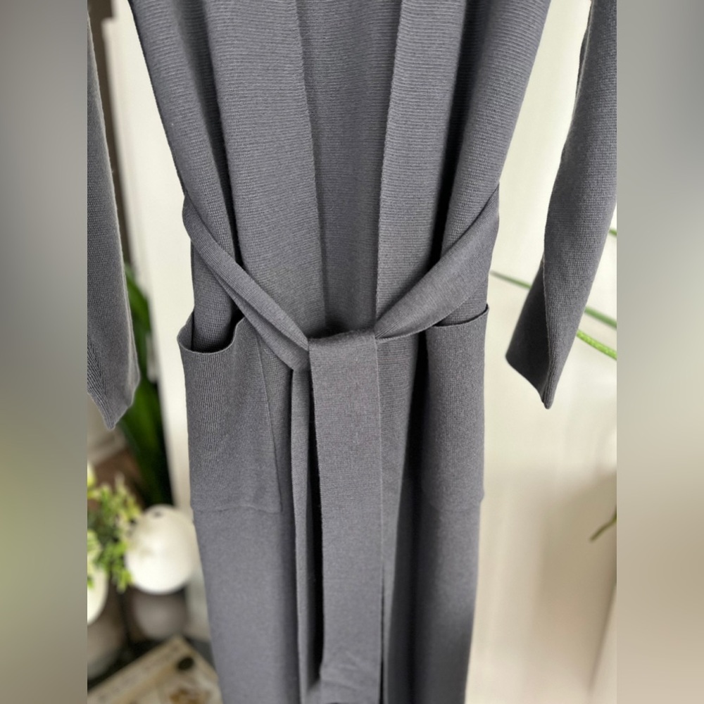 Aritzia Wilfred Wool Dark Gray Long Open Business Casual Cardigan/Sweater - Picture 8 of 9